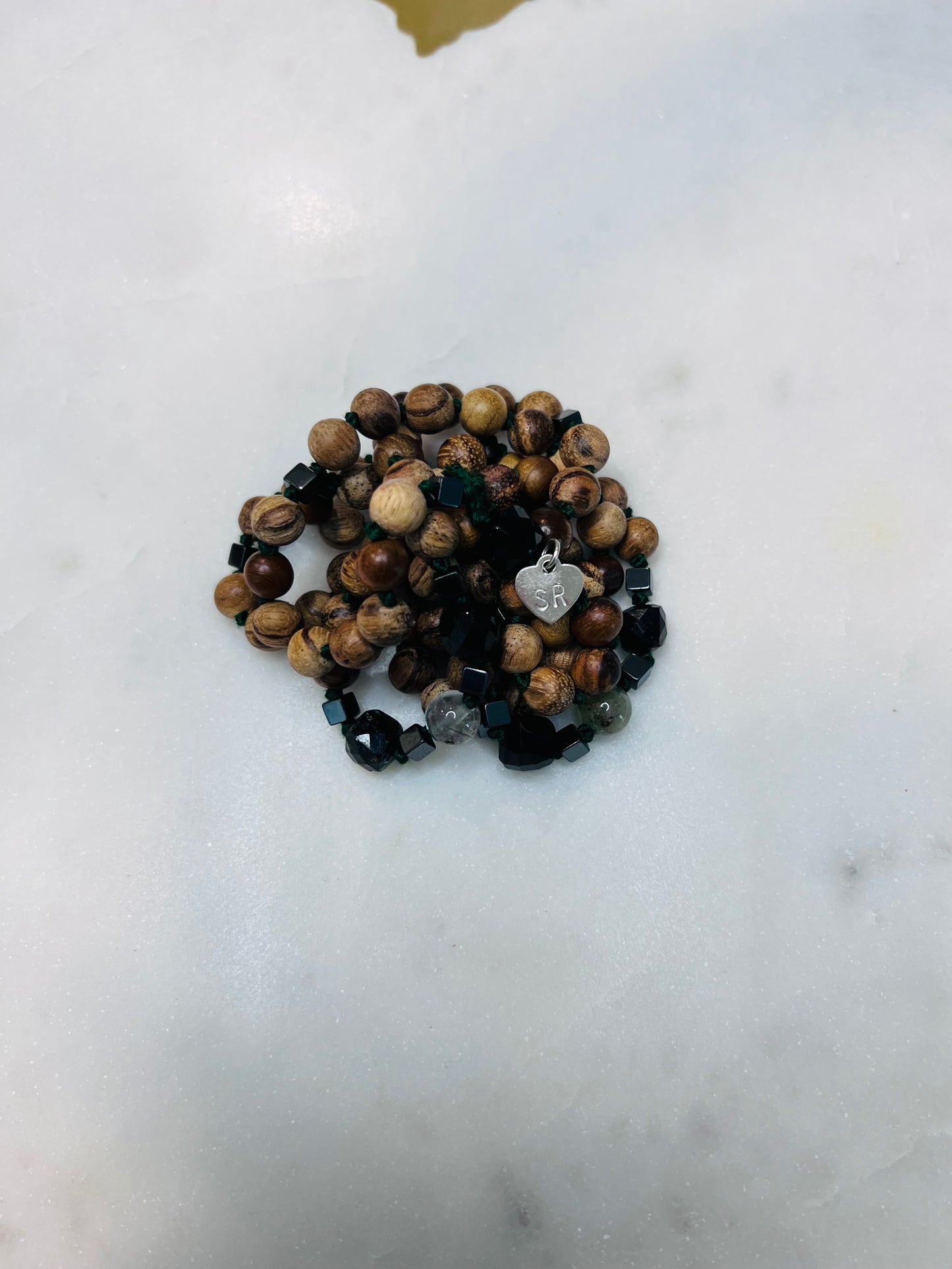 Black Tourmaline and Phantom Quartz Infinity Necklace
